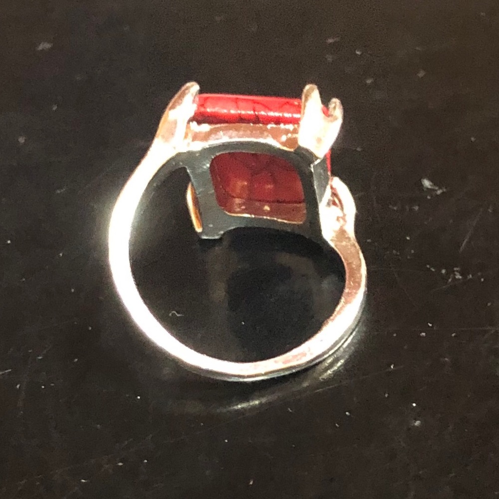 New Opaque Ruby Silver Ring Size 6 1/2 - image 8